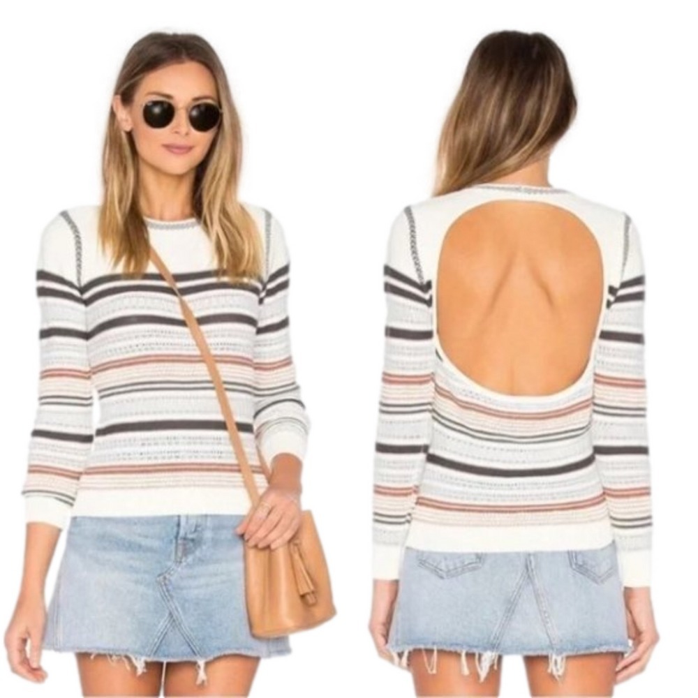 ALE by Alessandra x‎ Revolve Andressa Open Back Knit Long Sleeve Sweater Cream S